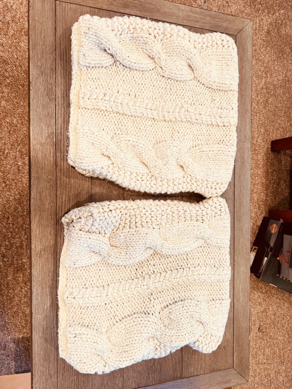 Handmade Cable Knit Cream Neck Warmers - Set of 2